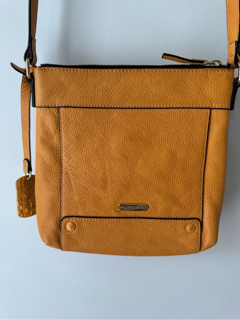 Vince Camuto Mustard Pebbled Leather Crossbody Bag